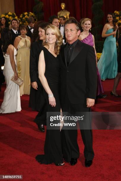 Robin Wright Penn and Sean Penn attend the 81st annual Academy Awards at the Kodak Theatre. Wright Penn wears Monique Lhuiller and Penn wears Giorgio...