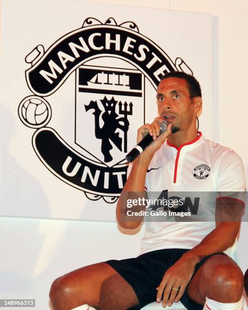 Rio Ferdinand attends the Manchester United Away kit launch at The Castle on July 20, 2012 in Cape Town, South Africa.