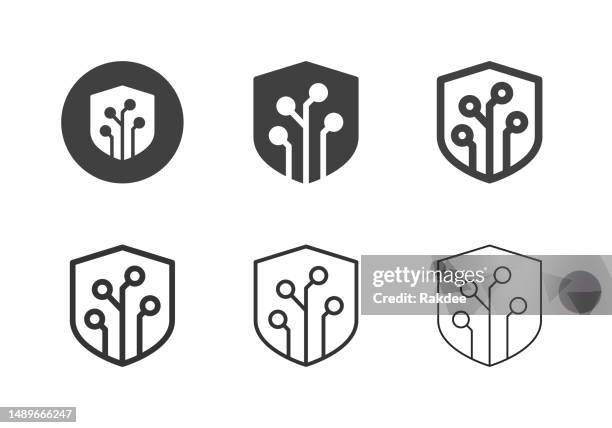 smart protection icons - multi series - programming team stock illustrations