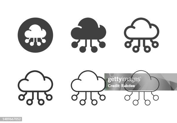 ilustraciones, imágenes clip art, dibujos animados e iconos de stock de iconos de smart cloud computing - multi series - digitalización