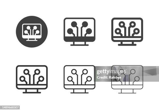 smart desktop pc icons - multi series - data mining stock illustrations