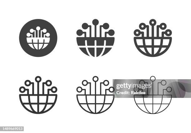 global network icons - multi series - mining machinery stock illustrations
