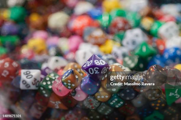 colourful gaming dices - dungeon stock pictures, royalty-free photos & images