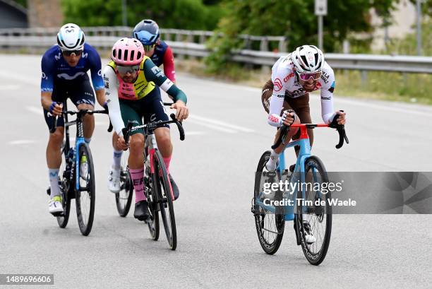 Carlos Verona of Spain and Movistar Team, Ben Healy of Ireland and Team EF Education-EasyPost, Derek Gee of Canada and Team Israel - Premier Tech and...