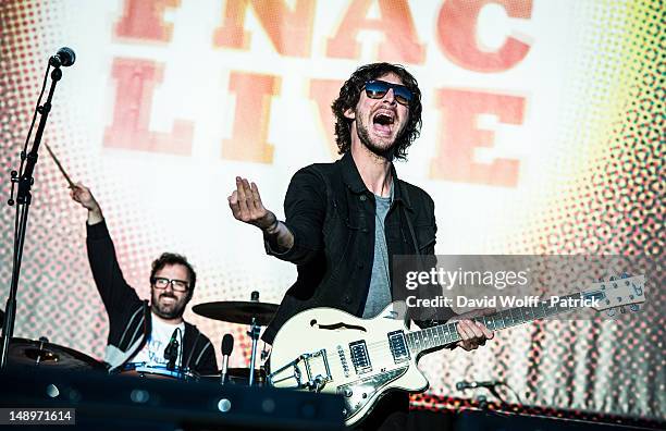 Gaetan Rechin Le Ky-Huong from Pony Pony Run Run performs for Fnac Live Festival 2012 at Parvis De L'Hotel de Ville on July 20, 2012 in Paris, France.