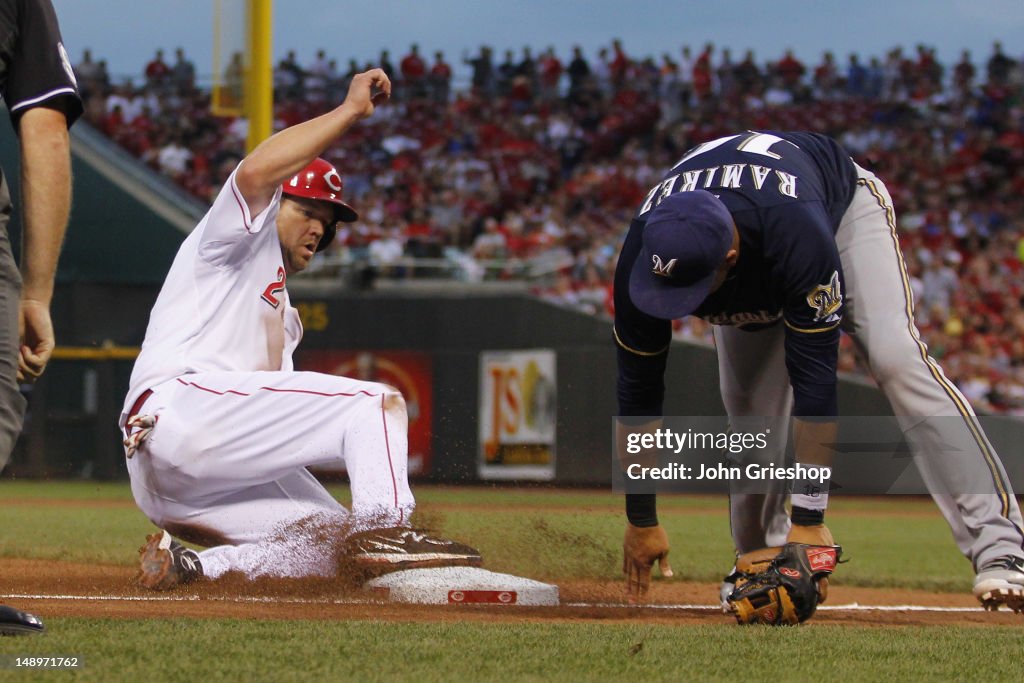 Scott Rolan Cincinnati Reds Scott Rolen of the Cincinnati Reds slides in safely at third base ...