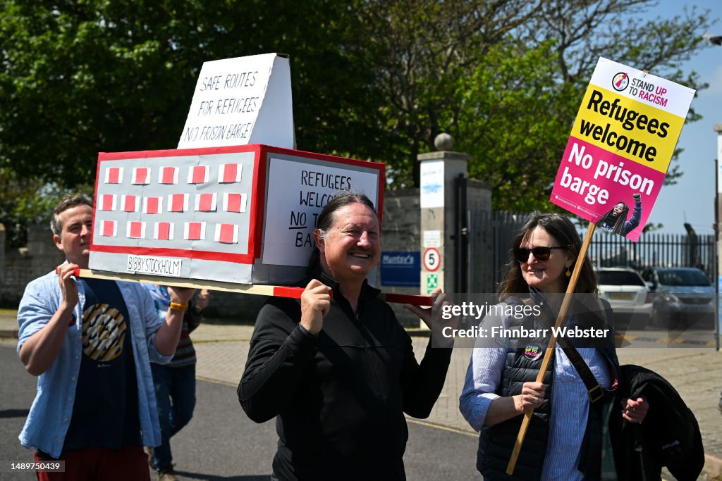 Prison Barge Protest At Portland Port