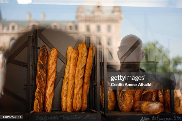 Pieces of bread at the event "Fete du Pain" on May 13, 2023 in Paris, France. Paris Mayor Anne Hidalgo inaugurates the 27th edition of the 'Fete du...