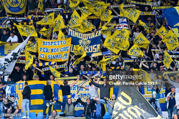 Parma Calcio fans during the Serie B match between SPAL and Parma Calcio at Stadio Paolo Mazza on May 13, 2023 in Ferrara, Italy.