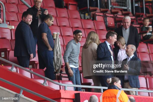 Rishi Sunak, Prime Minister of the United Kingdom, looks on during the Premier League match between Southampton FC and Fulham FC at Friends Provident...