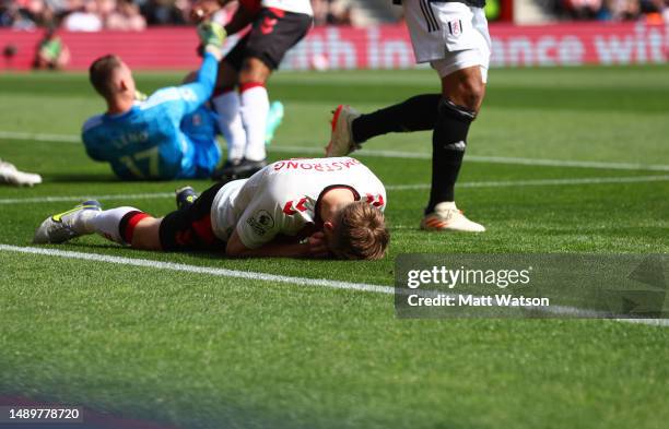 Stuart Armstrong of Southampton during the Premier League match between Southampton FC and Fulham FC at St. Mary's Stadium on May 13, 2023 in...