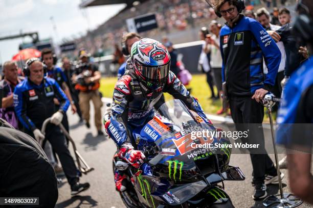 Fabio Quartararo of France and Monster Energy Yamaha MotoGP at the starting grid during the Sprint of the MotoGP SHARK Grand Prix de France at...