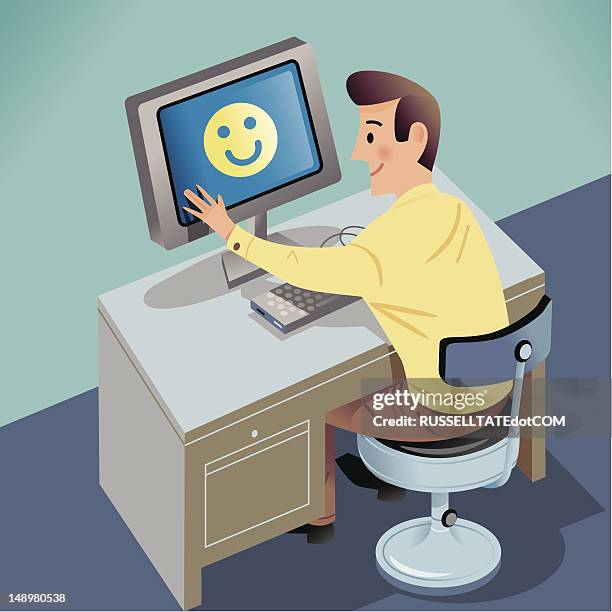 Happy Face Using Computer Happy Faces In Office Photos and Premium High Res Pictures - Getty Images