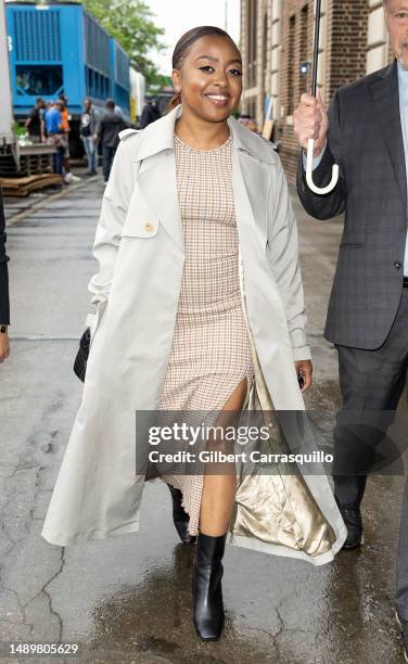 Quinta Brunson is seen leaving after delivering the keynote address at the 2023 Graduate School of Education at the University of Pennsylvania on May...