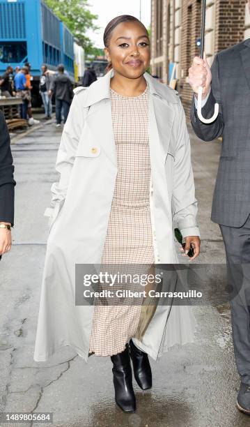 Quinta Brunson is seen leaving after delivering the keynote address at the 2023 Graduate School of Education at the University of Pennsylvania on May...