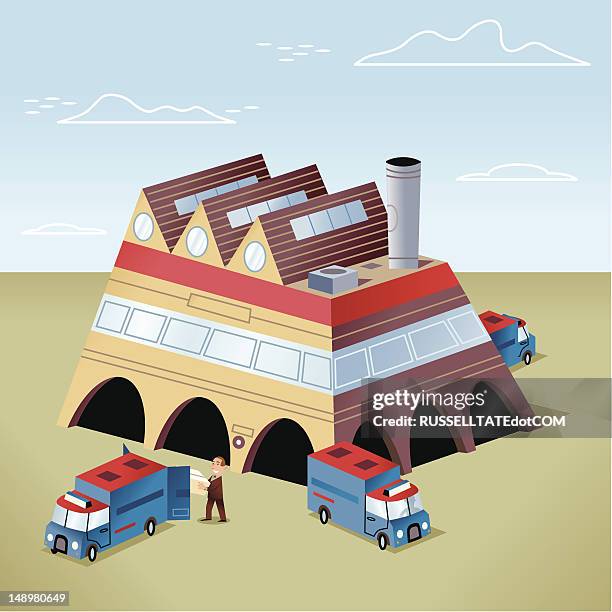 factory: delivery / dispatch - open van tools stock illustrations