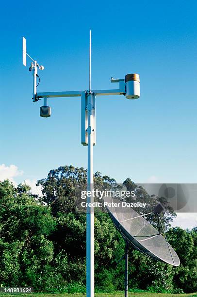 satellite weather station and dish - weather station stock pictures, royalty-free photos & images