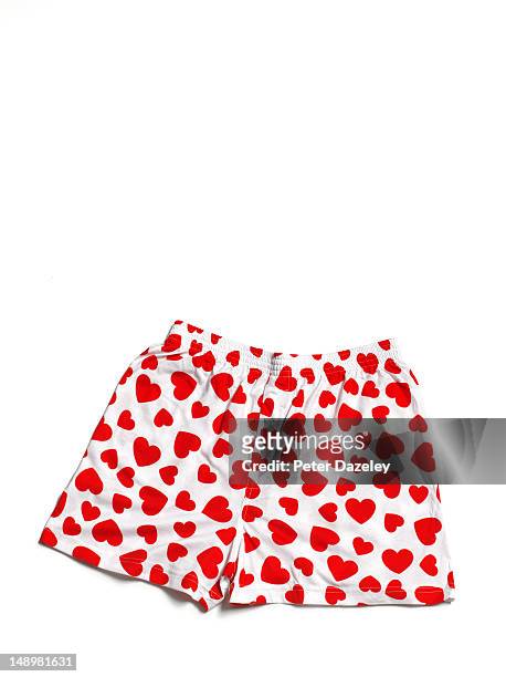 red heart boxer shorts - shorts stock pictures, royalty-free photos & images