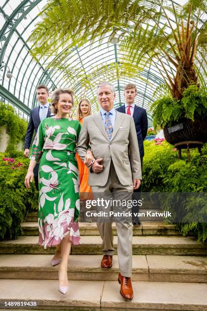 King Philippe of Belgium, Queen Mathilde of Belgium, Prince Gabriel of Belgium, Prince Emmanuel of Belgium and Princess Eleonore of Belgium attend a...