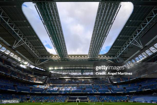 General view inside the stadium prior to the LaLiga Santander match between Real Madrid CF and Getafe CF at Estadio Santiago Bernabeu on May 13, 2023...