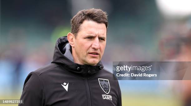 Phil Dowson, the Northampton Saints director of rugby looks on during the Gallagher Premiership Semi-Final match between Saracens and Northampton...