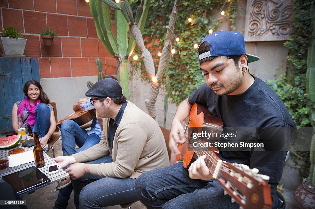 Casual party, festive group of friends outdoors