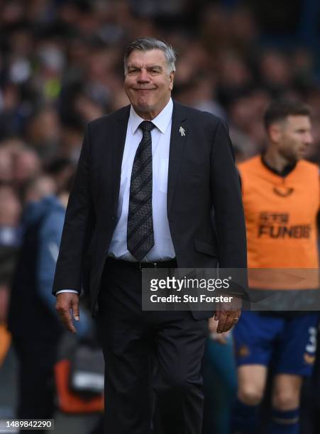 Leeds manager Sam Allardyce reacts on the sidelines during the Premier League match between Leeds United and Newcastle United at Elland Road on May...