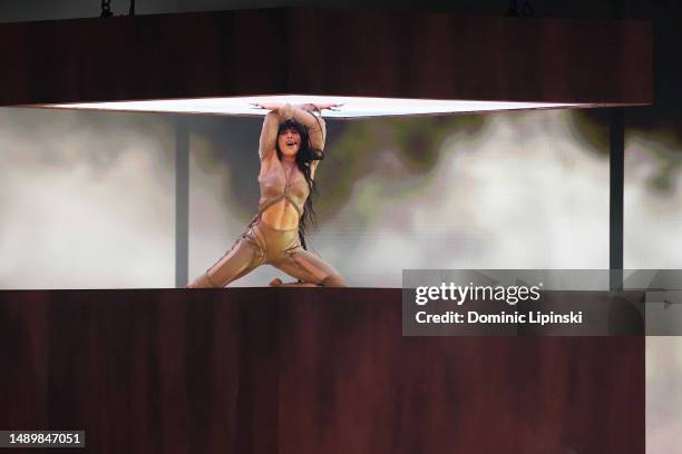 Sweden Entry Loreen performs "Tattoo" on stage during The Eurovision Song Contest 2023 Grand Final at M&S Bank Arena on May 13, 2023 in Liverpool,...
