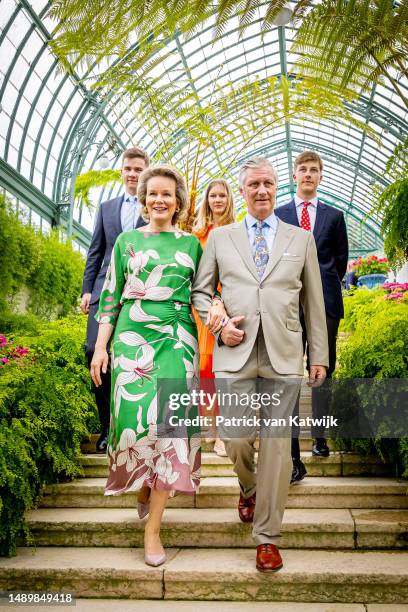 Prince Gabriel of Belgium, Queen Mathilde of Belgium, Princess Eleonore of Belgium, King Philippe of Belgium and Prince Emmanuel of Belgium attend a...