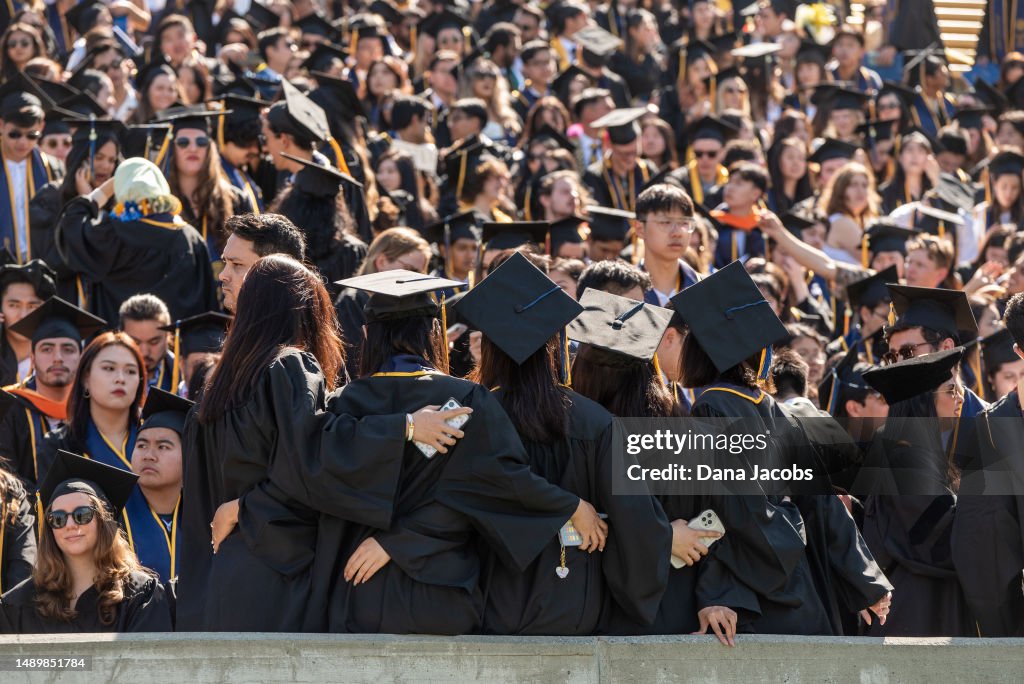 Cal Berkeley Graduation Graduates pose for photos ahead of the University of California ...