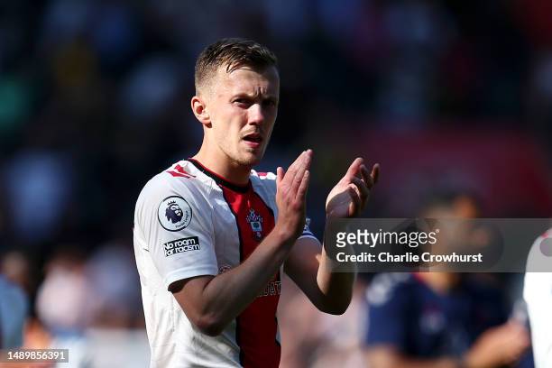James Ward-Prowse of Southampton applauds the fans after the Premier League match between Southampton FC and Fulham FC at Friends Provident St....