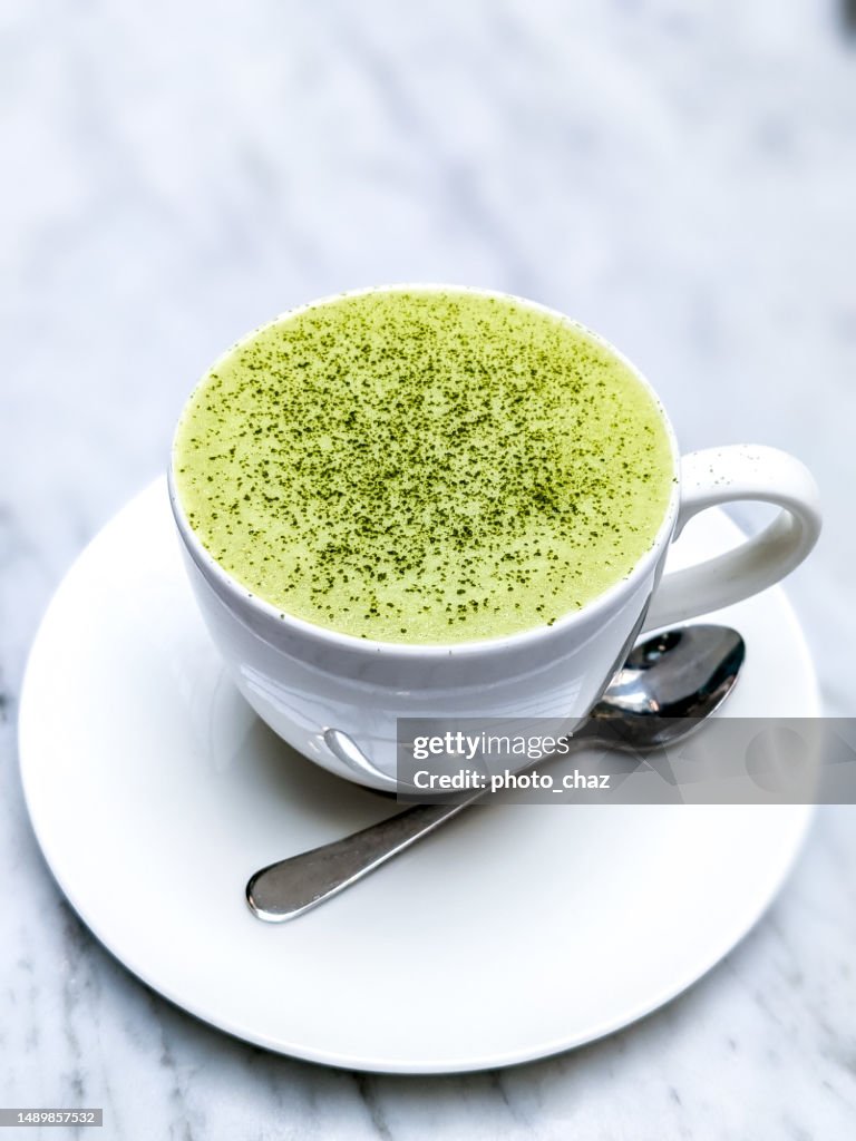 Green Tea Matcha Latte in a Tea Cup