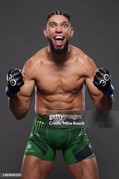 Johnny Walker of Brazil poses for a portrait backstage during the UFC Fight Night event at Spectrum Center on May 13, 2023 in Charlotte, North...