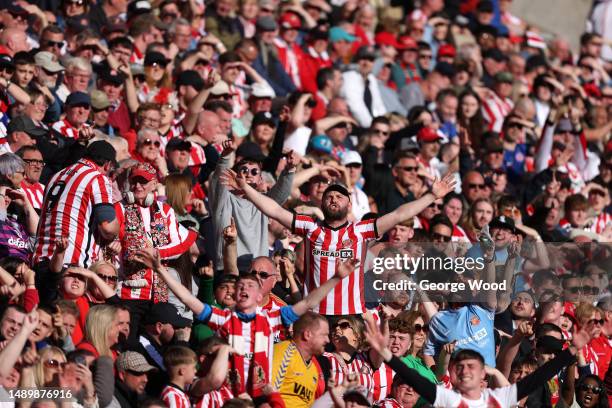 Sunderland fans show their support during the Sky Bet Championship Play-Off Semi-Final First Leg match between Sunderland and Luton Town at Stadium...