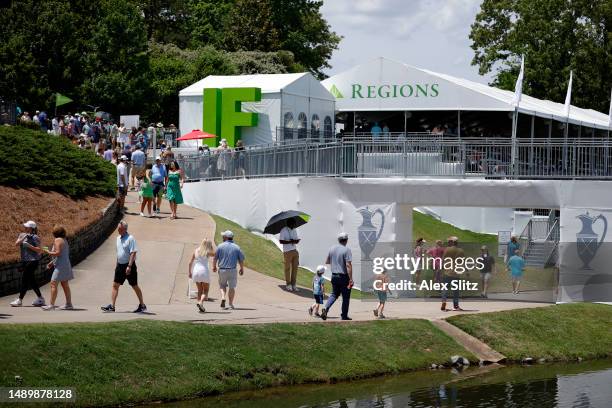 General view of the signage during the third round of the Regions Tradition at Greystone Golf and Country Club on May 13, 2023 in Birmingham, Alabama.