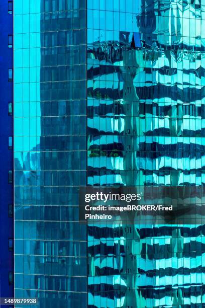 city reflections in the glasses of commercial building in the city of sao paulo, brazil, brasil - central and south america stock pictures, royalty-free photos & images