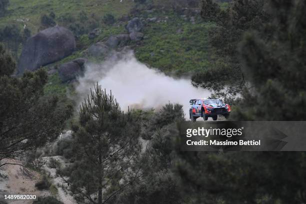 Esapekka Lappi of Finland and Janne Ferm of Finland compete with their Hyundai Shell Mobis WRT Hyundai i20 N Rally1 Hybrid during Day three of the...