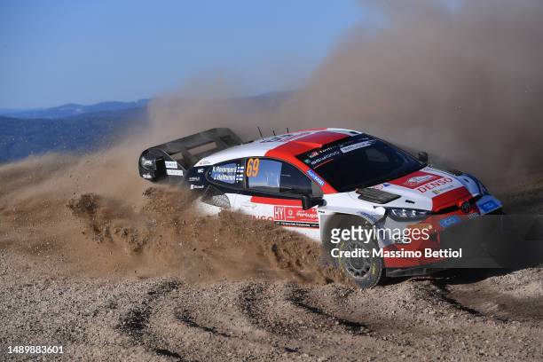 Kalle Rovanpera of Finland and Jonne Halttunen of Finland compete with their Toyota Gazoo Racing WRT Toyota GR Yaris Rally1 Hybrid during day three...