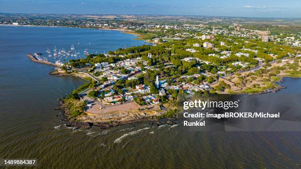 aerial of the unesco site colonia del sacramento, uruguay - uruguai imagens e fotografias de stock