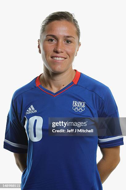 Camille Abily poses during the France Women's official Olympic Football Team portraits on July 21, 2012 in Glasgow, Scotland.