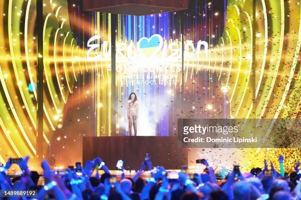 Eurovision Winner Loreen performs on stage during The Eurovision Song Contest 2023 Grand Final at M&S Bank Arena on May 13, 2023 in Liverpool,...