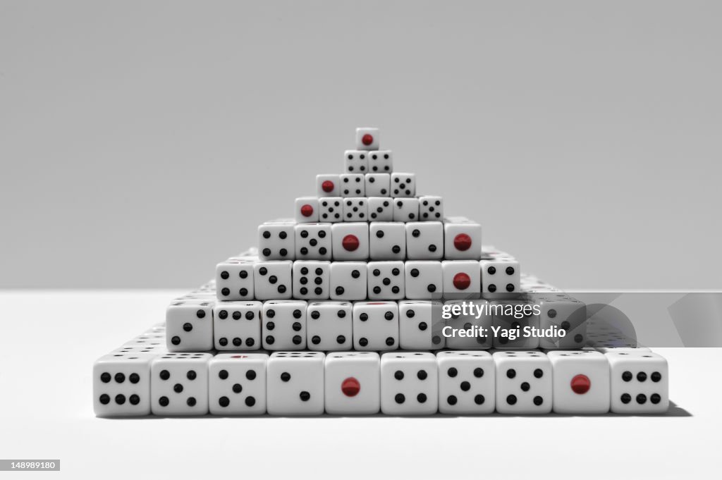 Many dice on white background