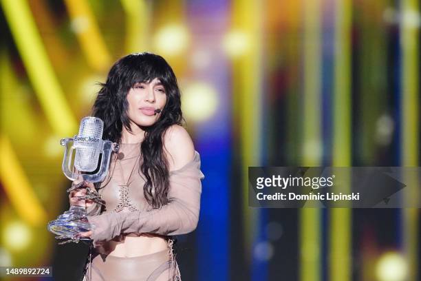 Sweden Entry Loreen wins The Eurovision Song Contest 2023 on stage at the Grand Final at the M&S Bank Arena on May 13, 2023 in Liverpool, England.