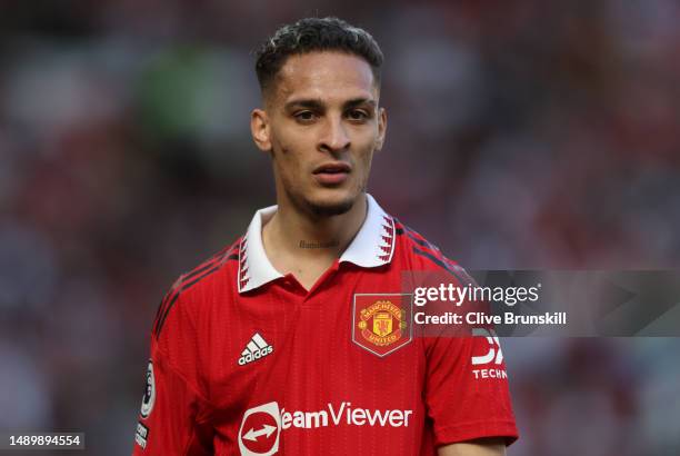 Antony of Manchester United during the Premier League match between Manchester United and Wolverhampton Wanderers at Old Trafford on May 13, 2023 in...