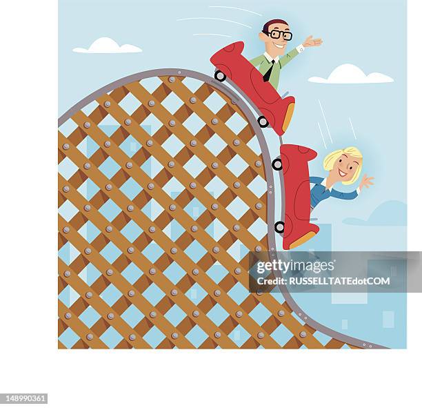 business roller coaster continued - roller coaster car stock illustrations
