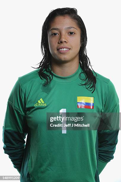 Stefany Castano poses for Colombia Women's official Olympic Football team portraits on July 21, 2012 in Glasgow, Scotland.