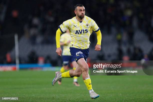 Serdar Dursun of Fenerbahce runs in the field during the Super Lig match between Fatih Karagumruk SK and Fenerbahce at on April 10, 2023 in Istanbul,...