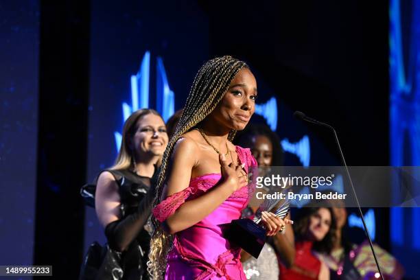 Eva Reign appears on stage during the 34th Annual GLAAD Media Awards at New York Hilton on May 13, 2023 in New York City.