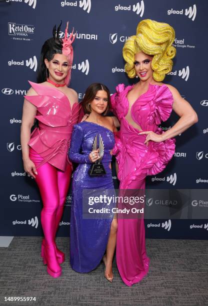 Alyssa Edwards, Maren Morris and Cynthia Lee Fontaine attend the 34th Annual GLAAD Media Awards at New York Hilton on May 13, 2023 in New York City.