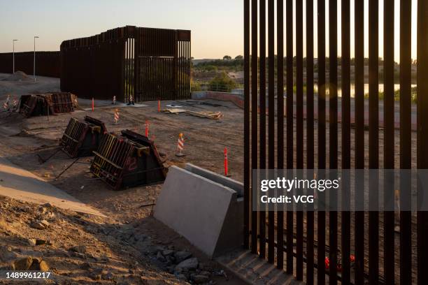 View of a fence at the US-Mexico border on May 13, 2023 in Yuma, Arizona.